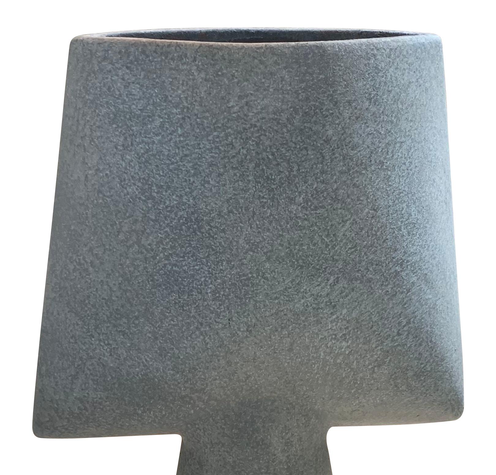 Matte Grey Square Shaped Small Vase, Denmark, Contemporary In New Condition In New York, NY