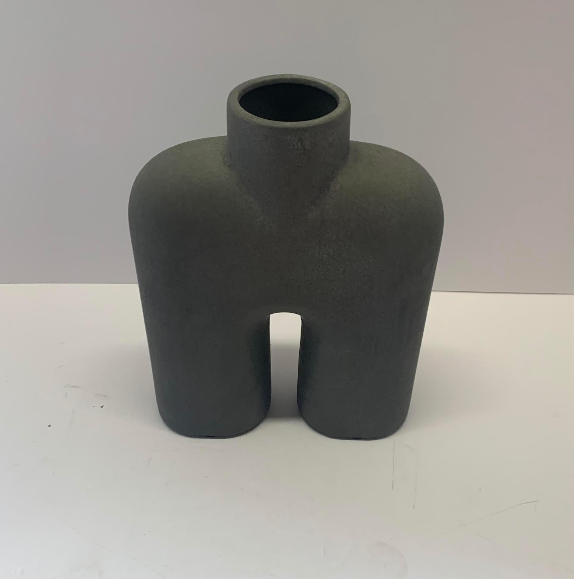 Matte Grey Tall Single Top Spout Danish Design Vase, China, Contemporary In New Condition For Sale In New York, NY
