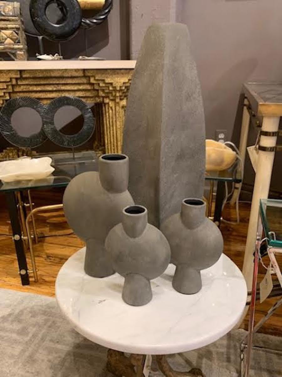 tall grey vases
