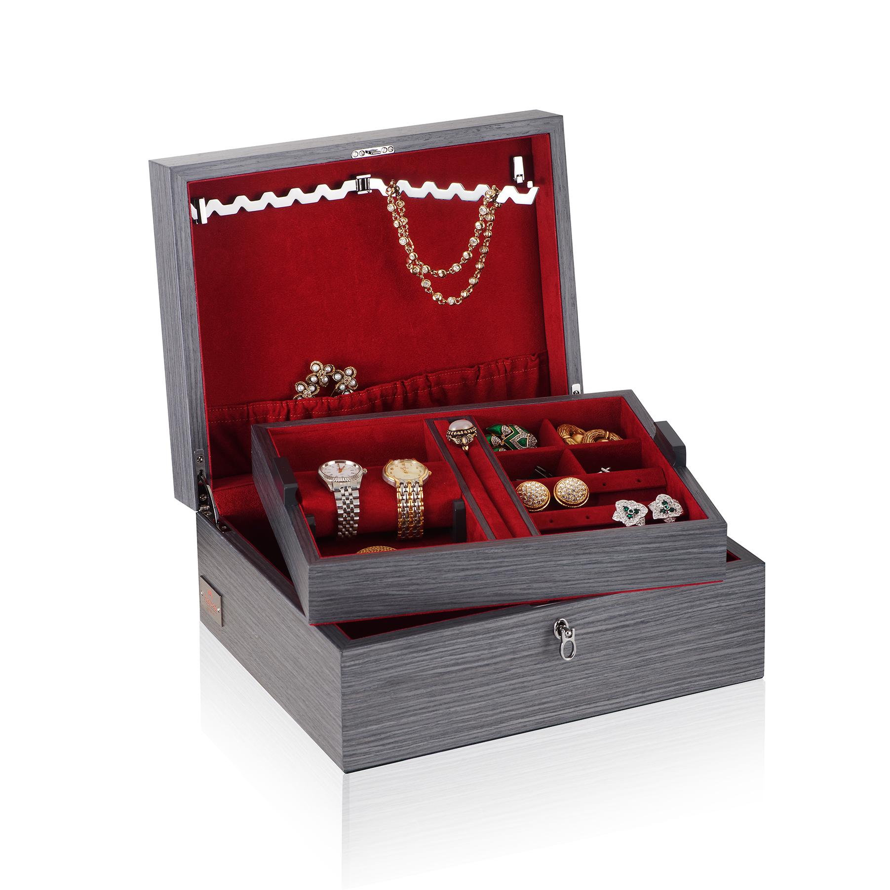 Contemporary Il Confanetto Rosso Matte Jewel Box in Smoke Grey Oak by Agresti For Sale
