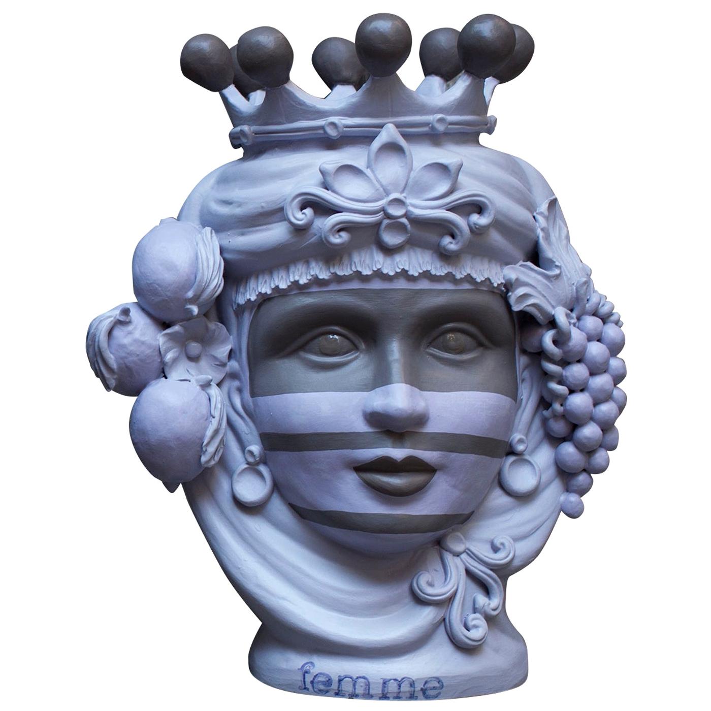 Matte Mauve Sicilian Terracotta Vase Designed by Stefania Boemi