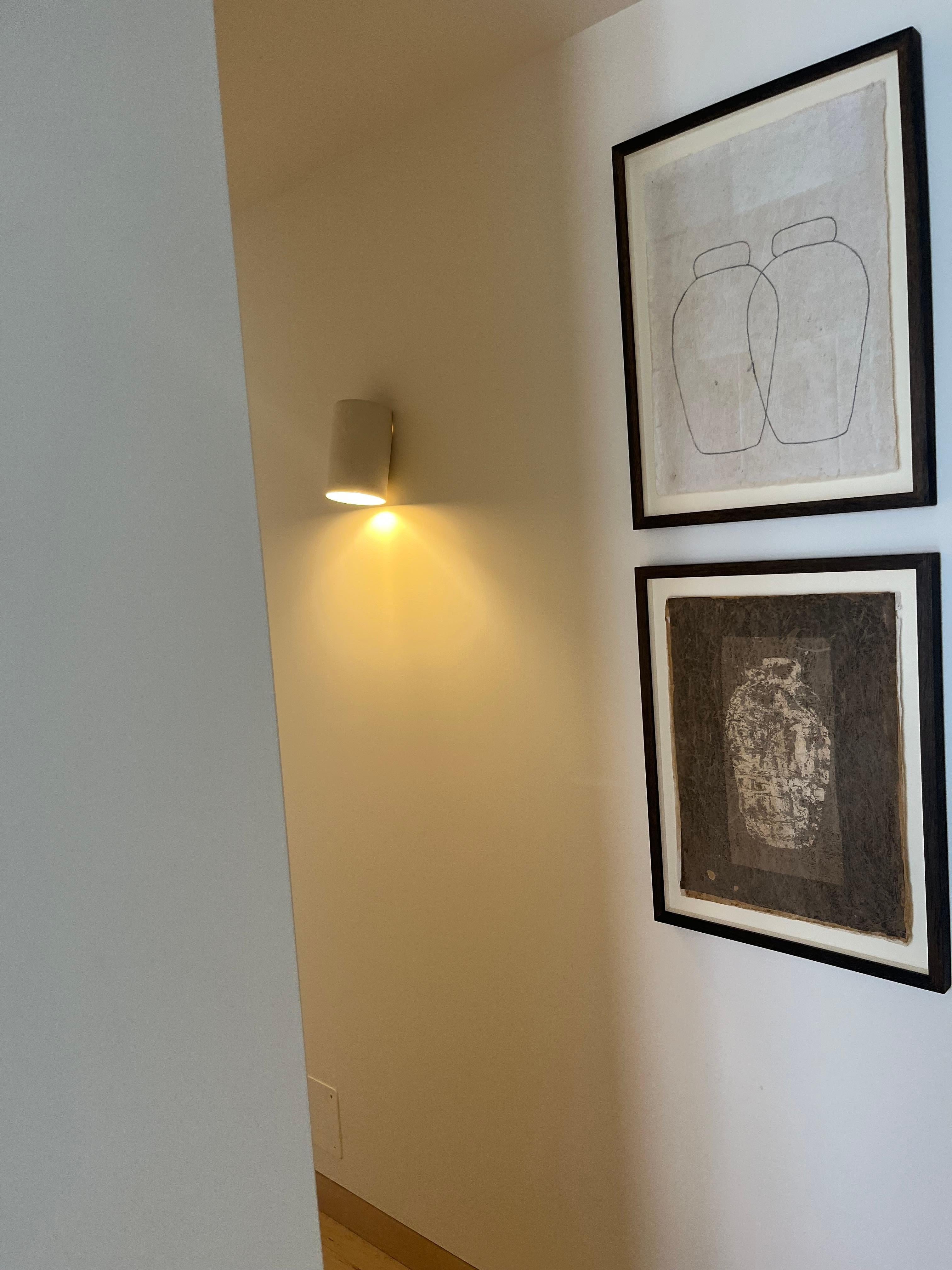 matte off-white wall light made of glazed ceramic, blends in with the wall For Sale 3