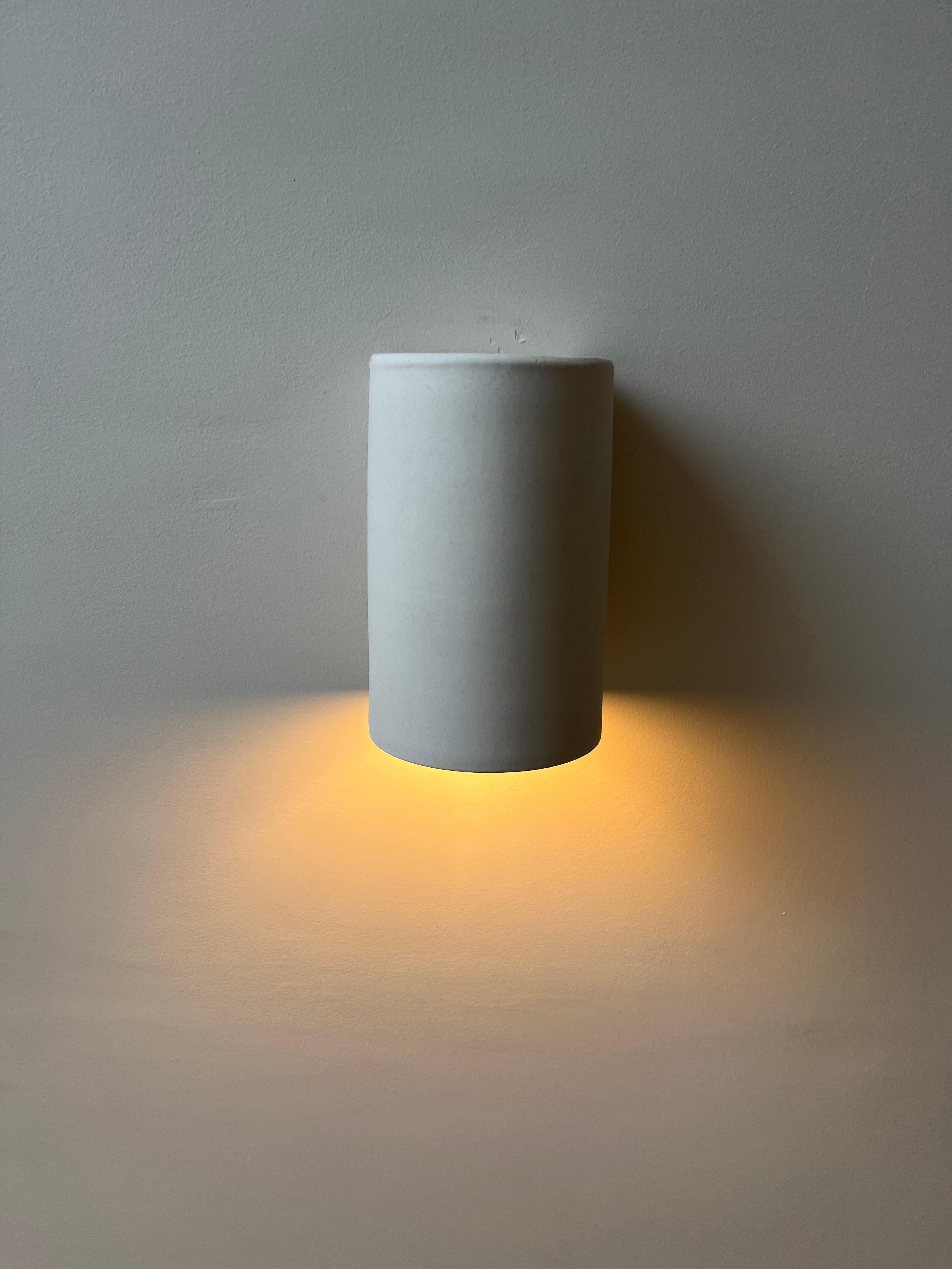 matte off-white wall light made of glazed ceramic, blends in with the wall For Sale 5