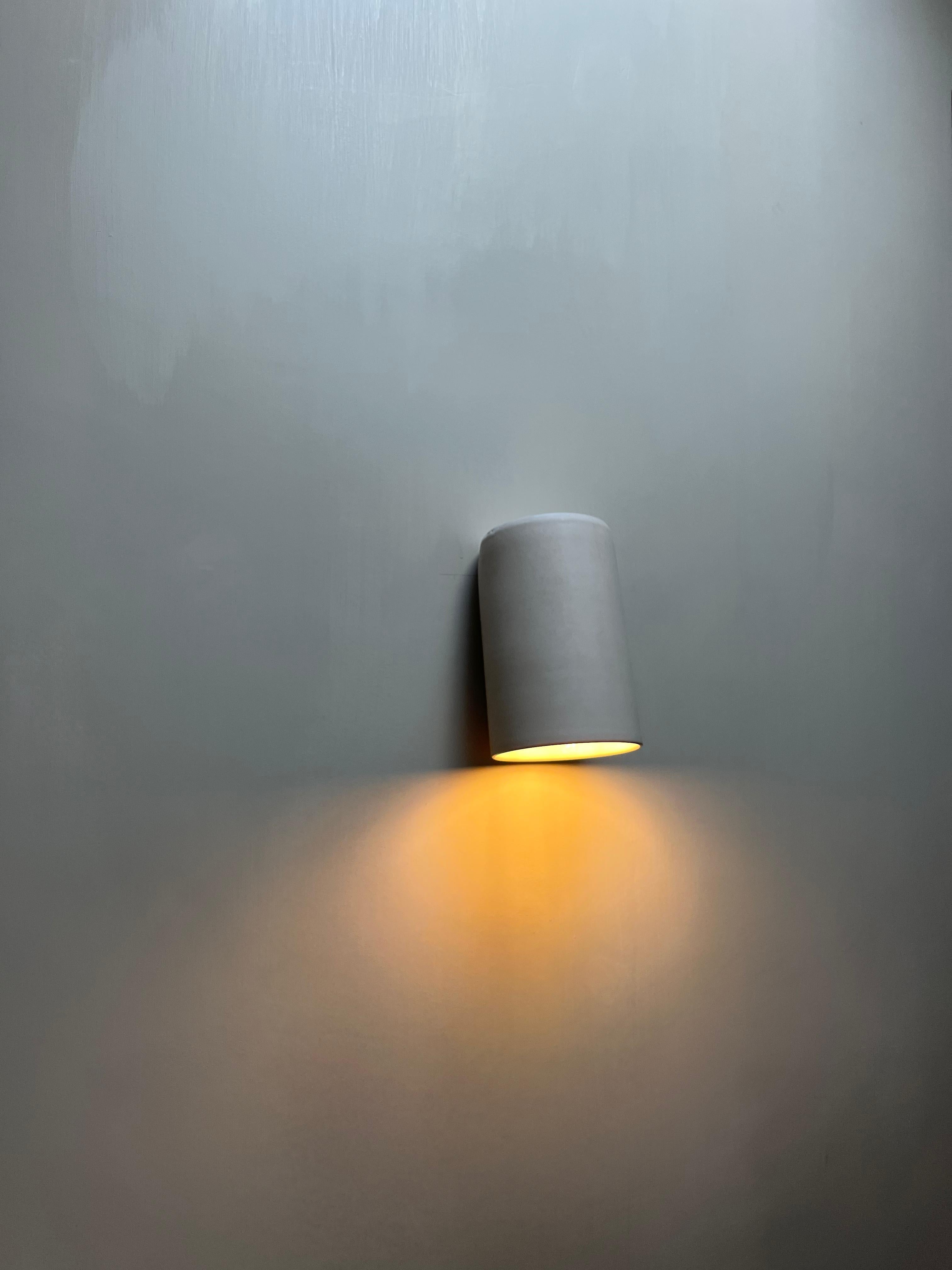 Spanish matte off-white wall light made of glazed ceramic, blends in with the wall For Sale
