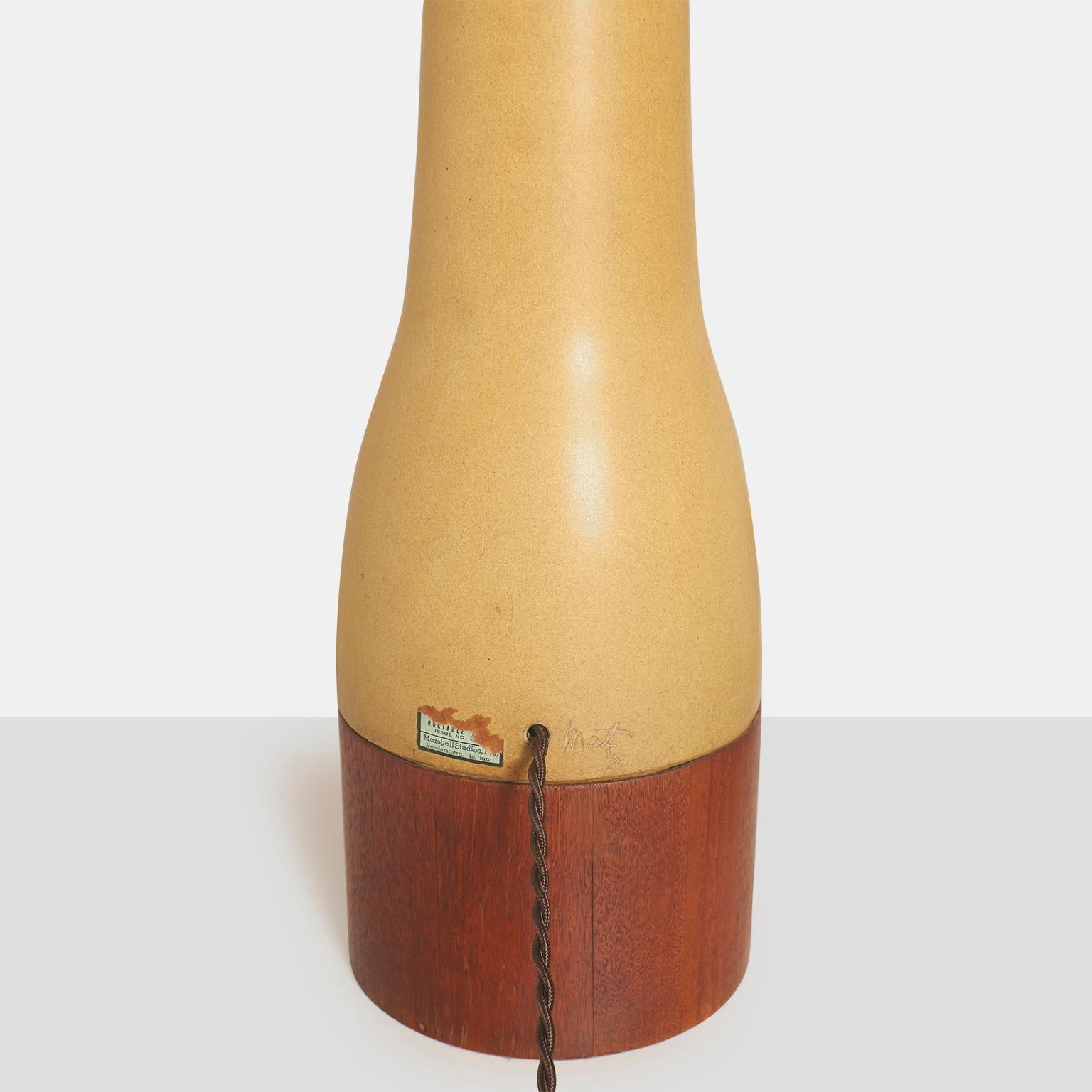 Matte Olive Stoneware Table Lamp by Gordon & Jane Martz For Sale 1