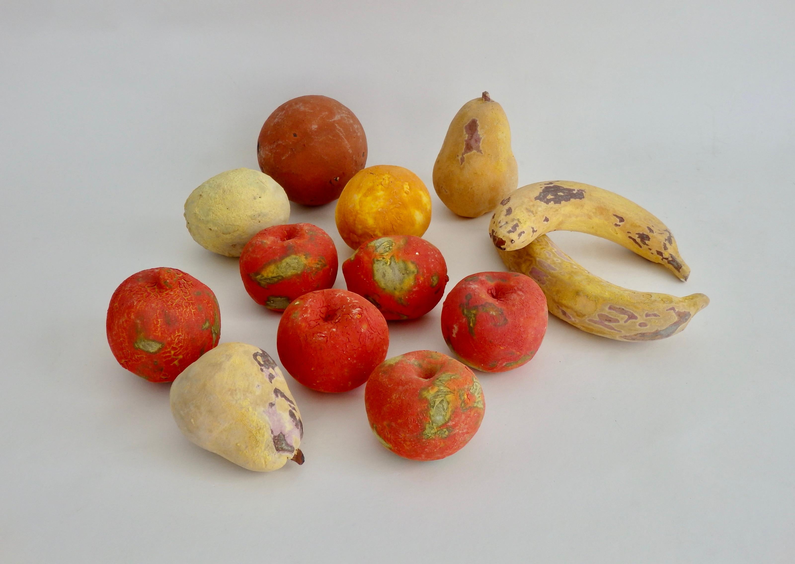 This grouping of unique matte glazed bisque fruit sculptures will make a lovely display for your countertop or table setting. Flavia Montelupo bowl not included but is available in our shop.
Banana measures 7.5