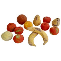 Vintage Handmade Matte Glazed Bisque Fruit Sculptures