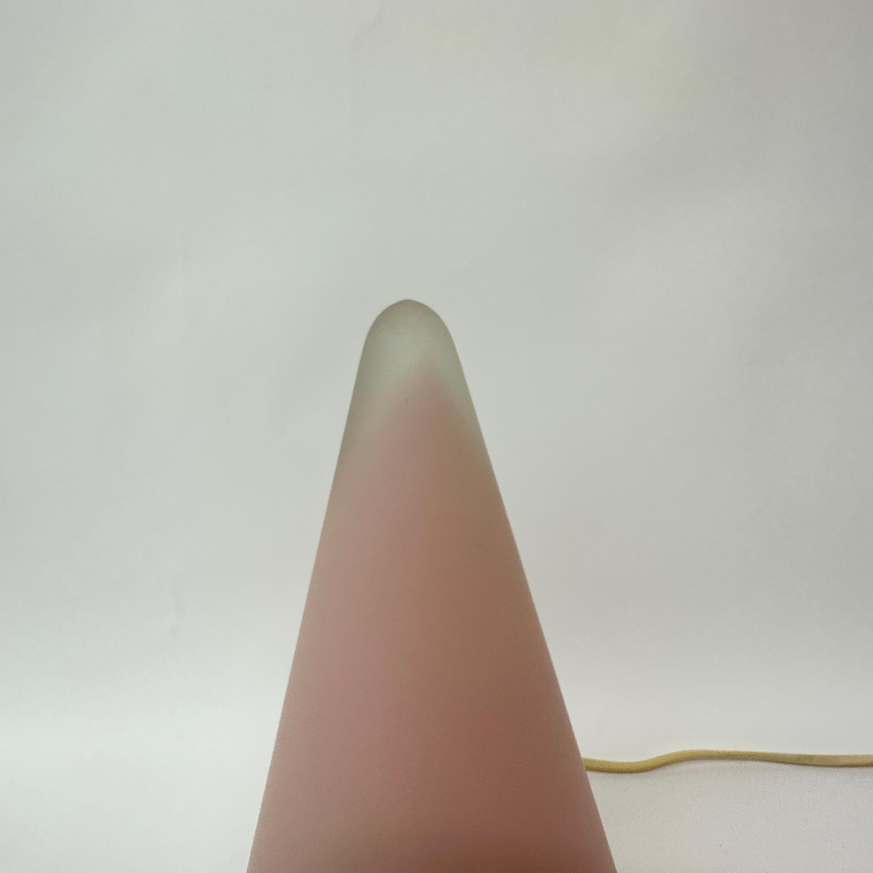 Matte Pink Glass SCE Teepee Table Lamp, 1970s, France For Sale 3