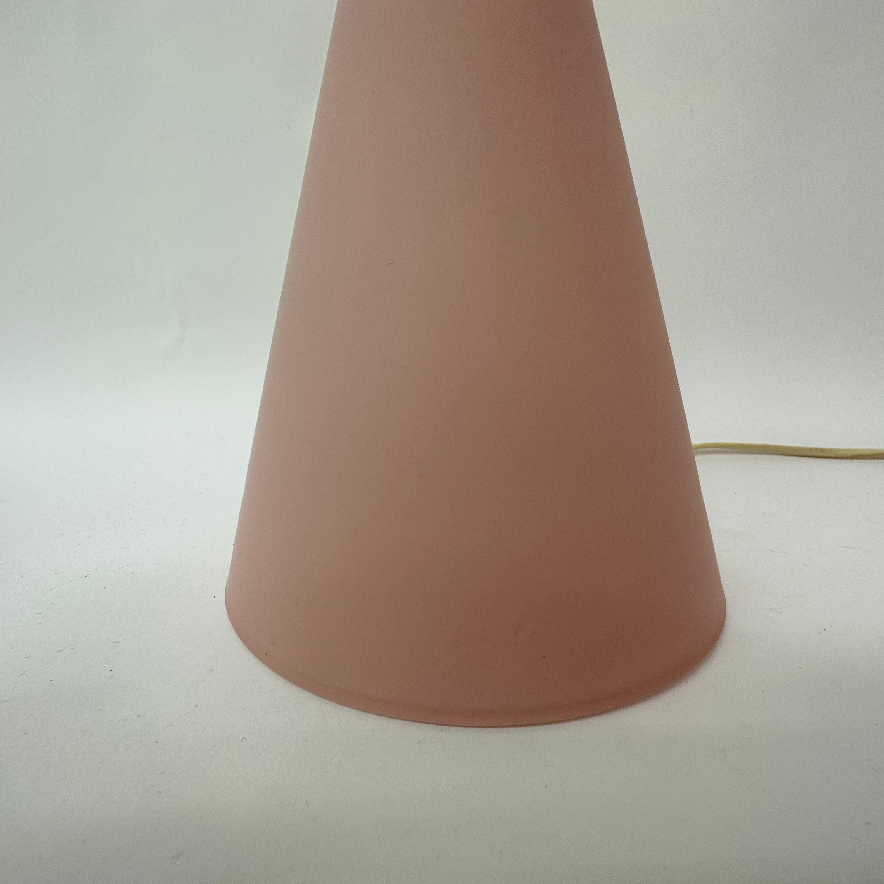 Matte Pink Glass SCE Teepee Table Lamp, 1970s, France For Sale 4