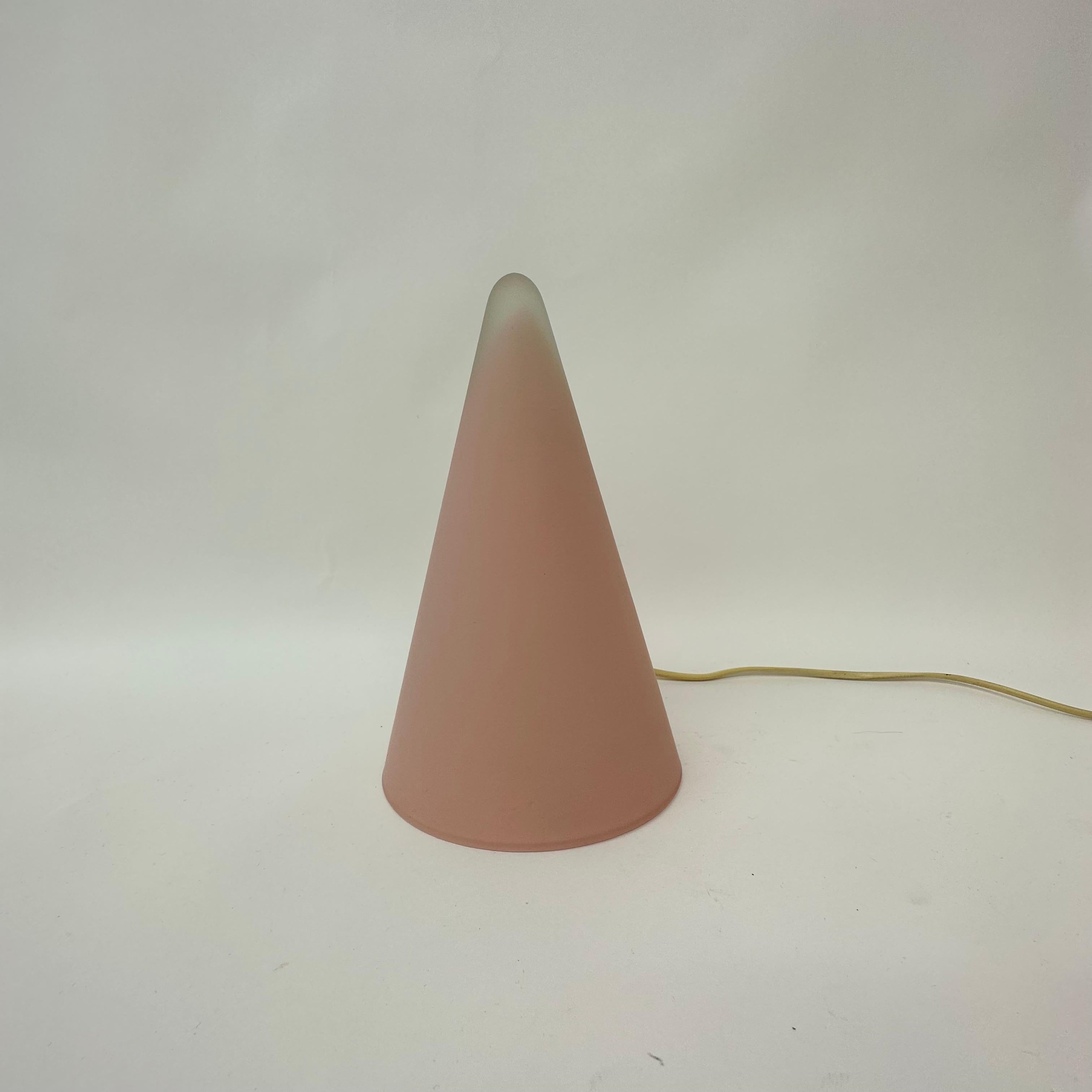Mid-Century Modern Matte Pink Glass SCE Teepee Table Lamp, 1970s, France For Sale