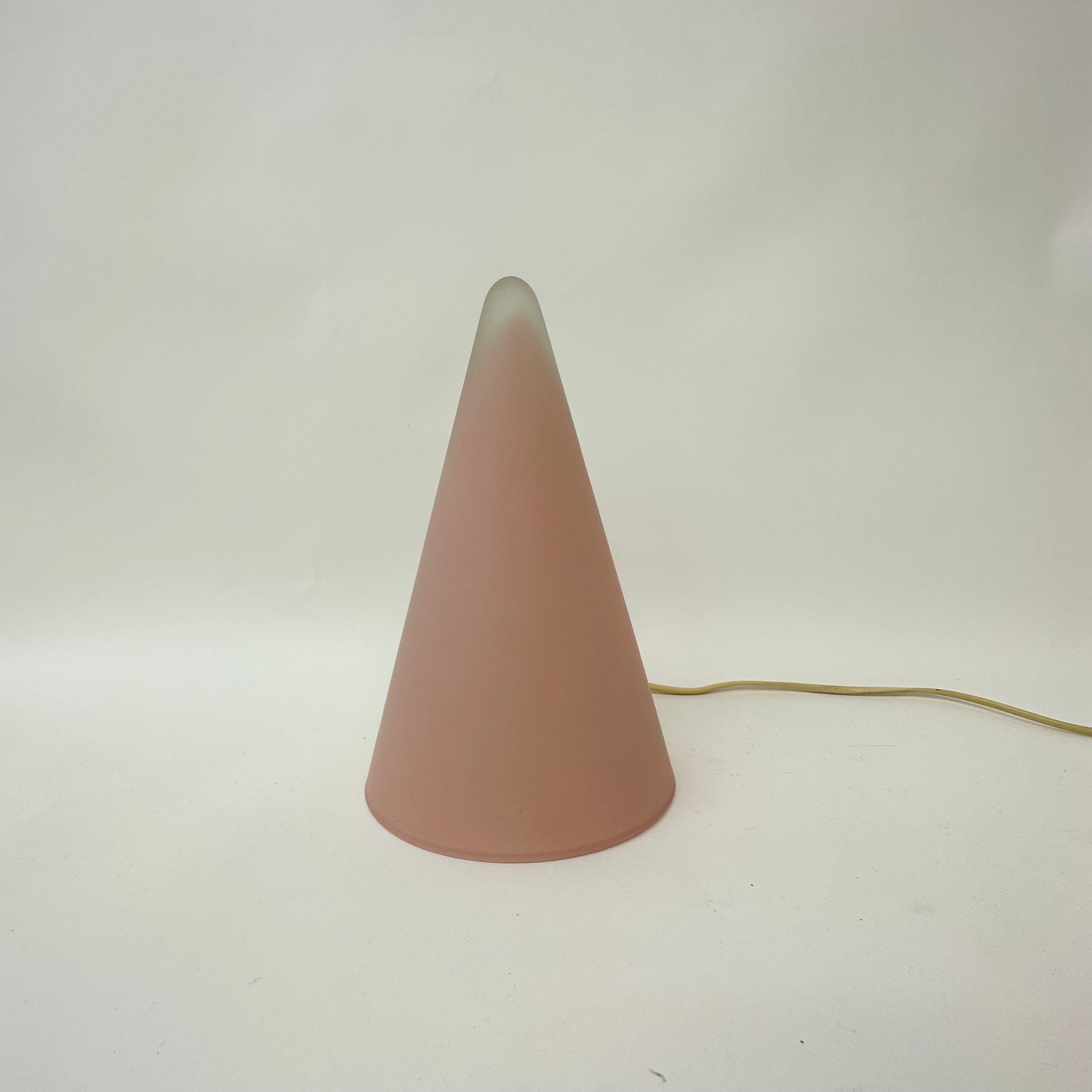 French Matte Pink Glass SCE Teepee Table Lamp, 1970s, France For Sale