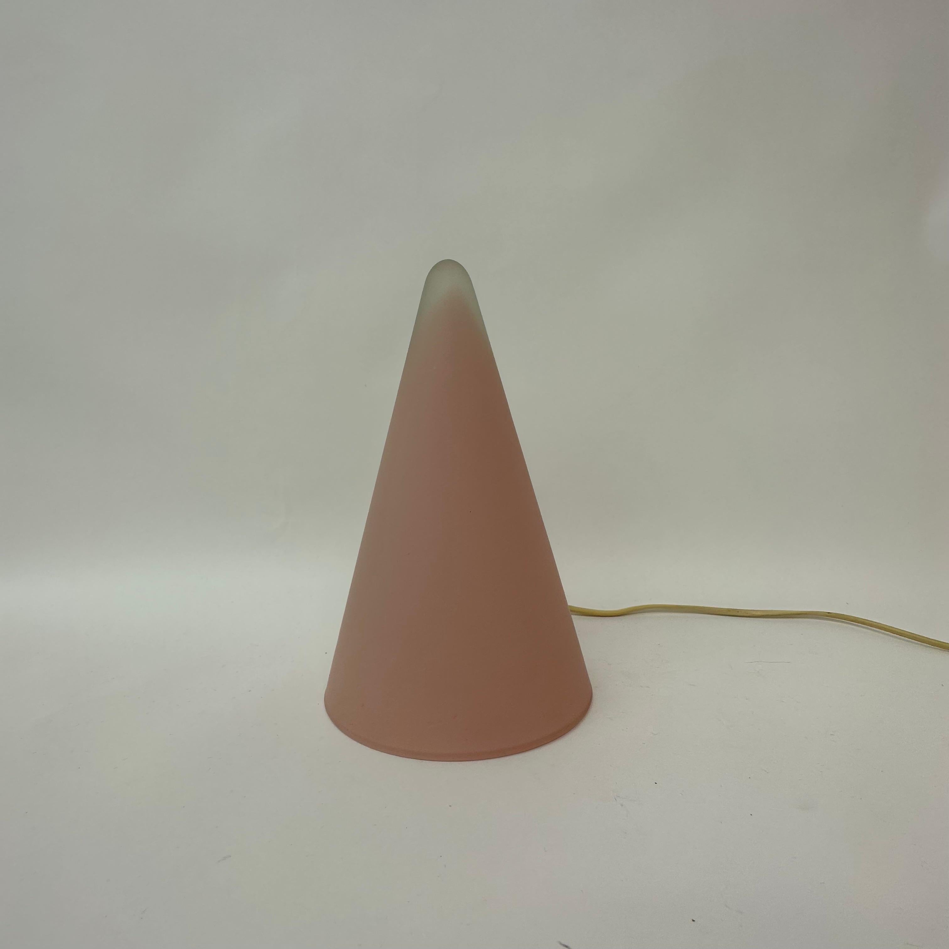 Matte Pink Glass SCE Teepee Table Lamp, 1970s, France In Good Condition For Sale In Delft, NL