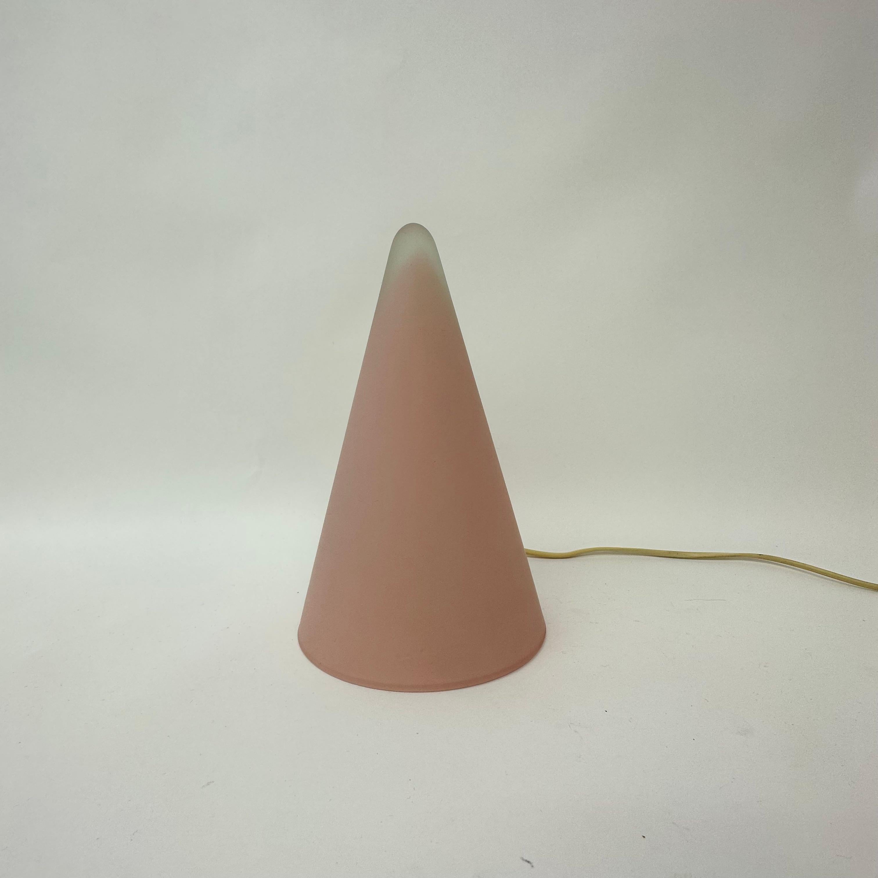 Late 20th Century Matte Pink Glass SCE Teepee Table Lamp, 1970s, France For Sale