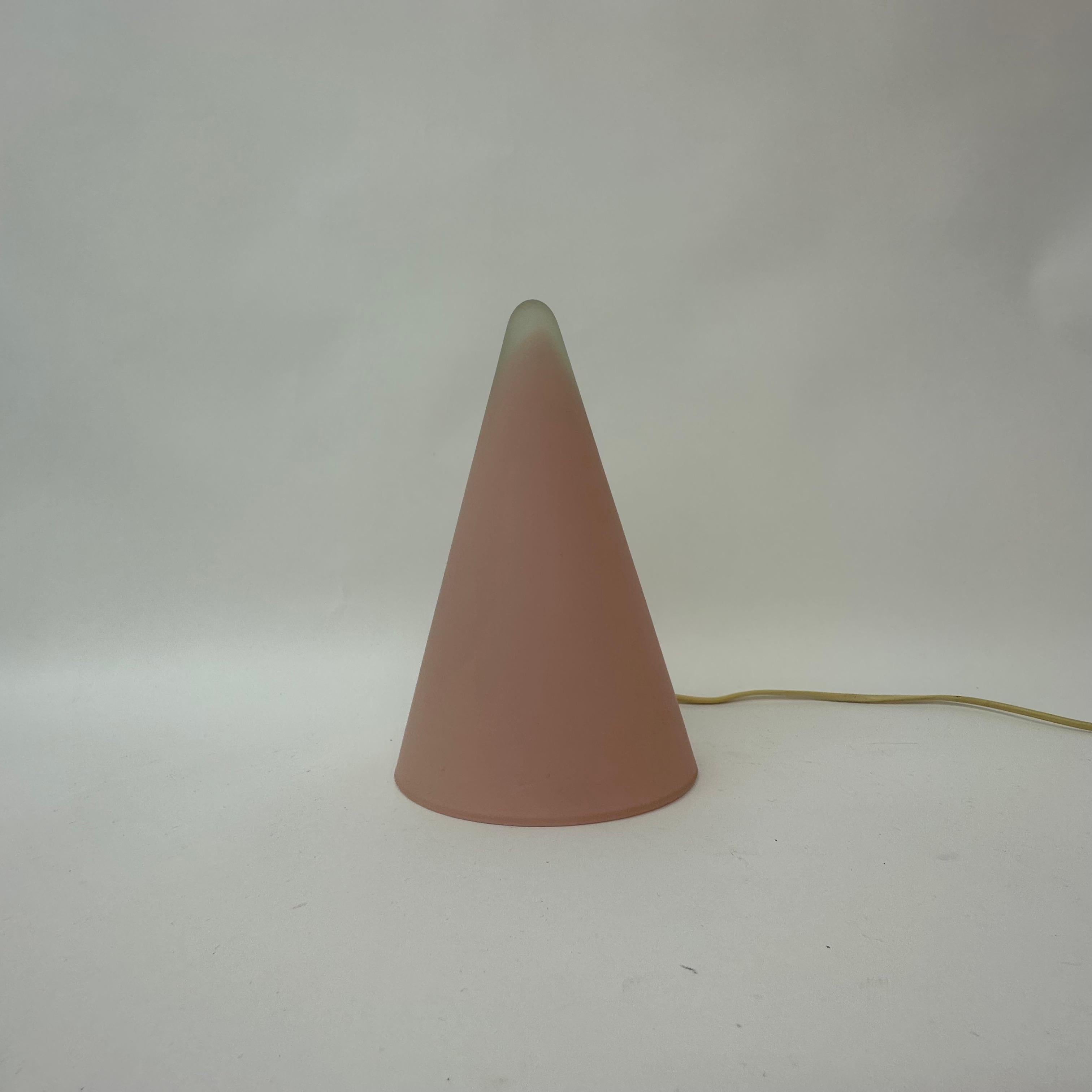 Matte Pink Glass SCE Teepee Table Lamp, 1970s, France For Sale 1