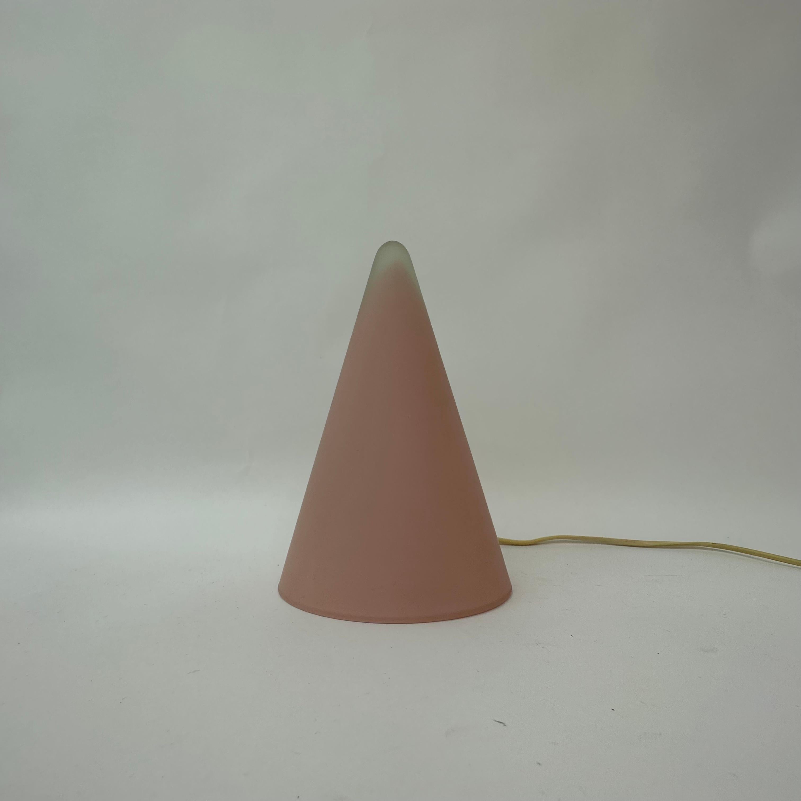 Matte Pink Glass SCE Teepee Table Lamp, 1970s, France For Sale 2