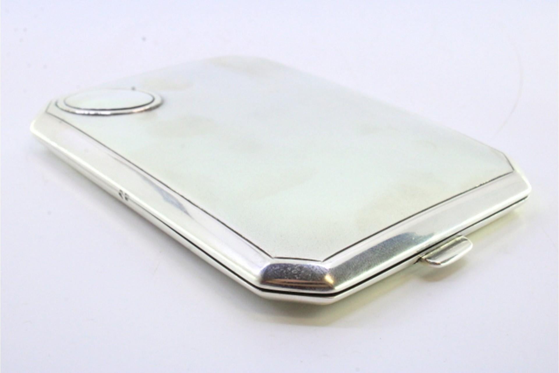 19th Century Matte silver case with beveled corners, friezes and gold interior For Sale