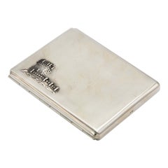 Matte silver cigarette case with reliefs of the Belém Tower