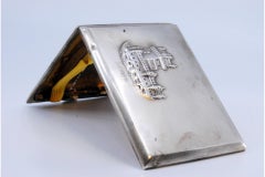 Etui à cigarettes en argent mat avec la Tour de Belém en haut-relief