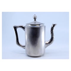 Matte silver teapot with embossed flowers in the Art Nouveau style