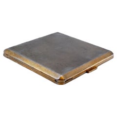 Matte silver toiletry box with mirror and gold interior
