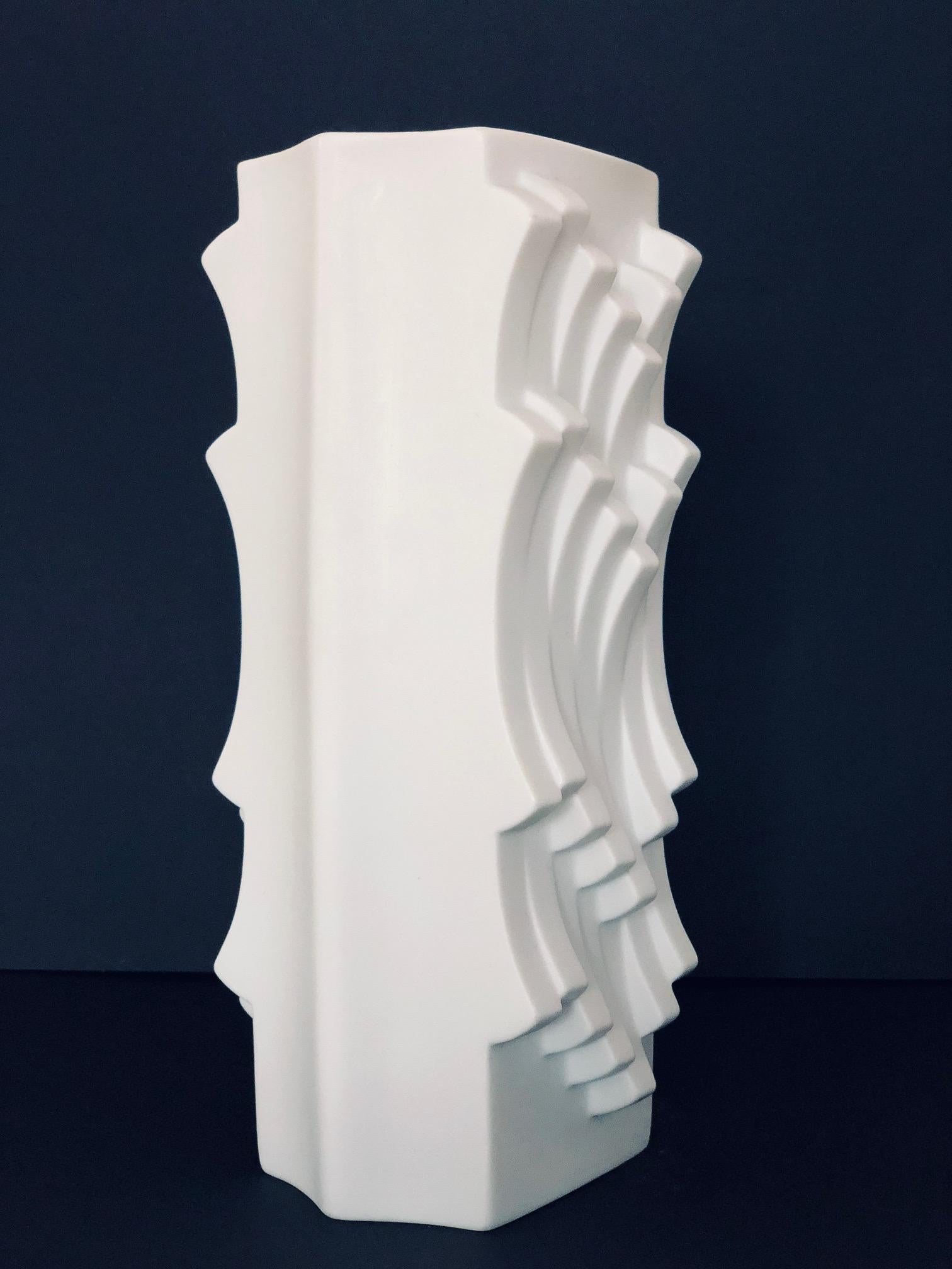 Beautiful white bisqué porcelain vase designed by Heinrich Fuchs as part of his 