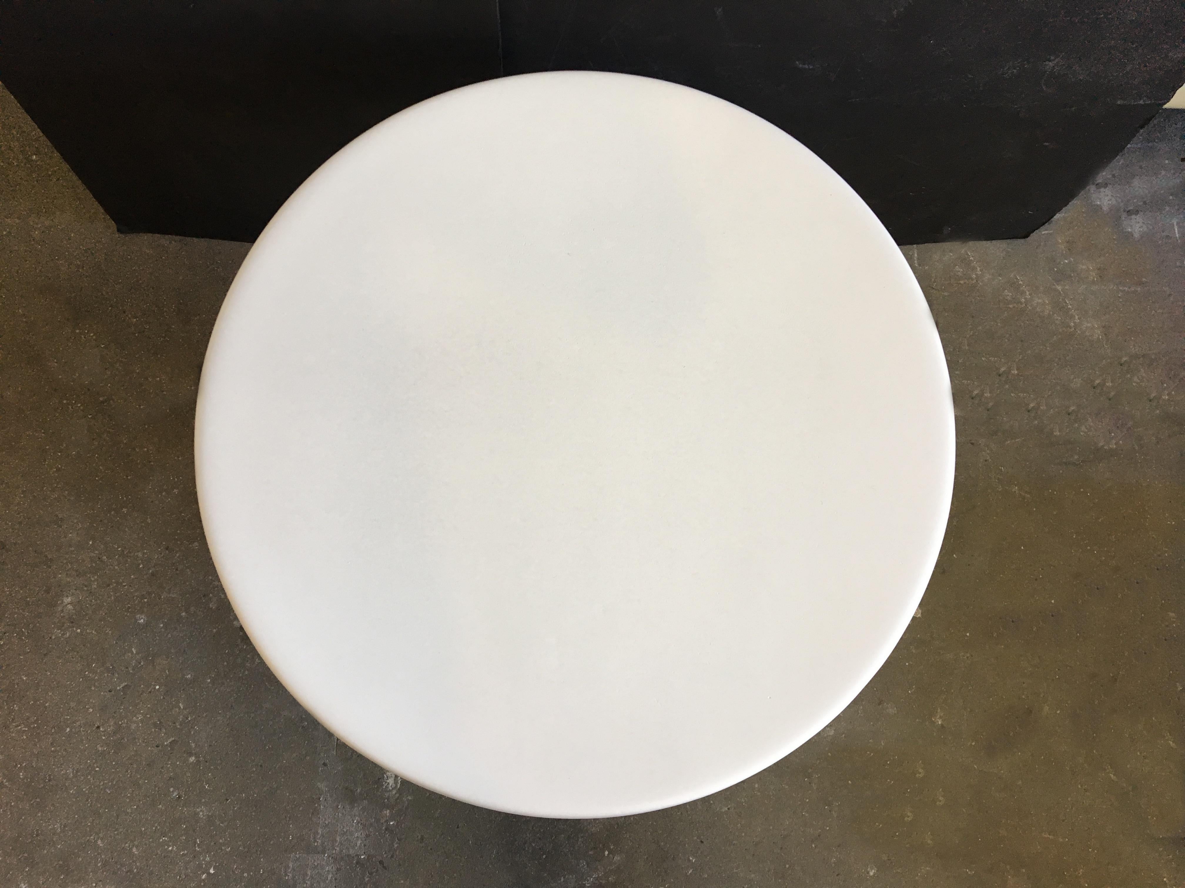 American Matte White Circular Fiberglass Side Table For Sale