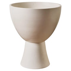 Matte White Glazed Ceramic Gainey Prototype Midcentury Chalice Planter