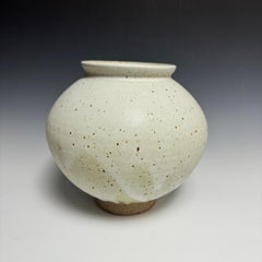 Matte White Speckled Ceramic Moon Jar by Jason Fox