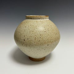 Matte White Speckled Ceramic Moon Jar by Jason Fox