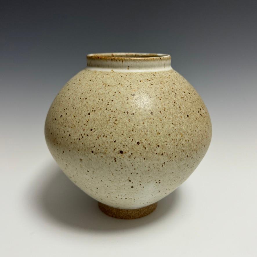 Modern Matte White Speckled Ceramic Moon Jar by Jason Fox For Sale