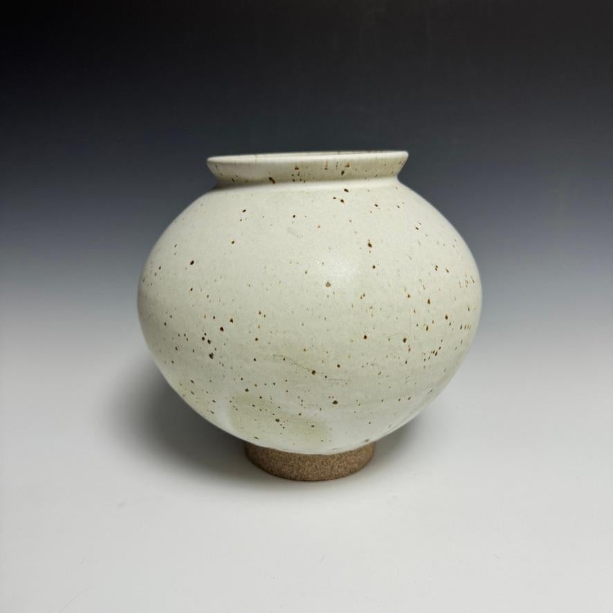 American Matte White Speckled Ceramic Moon Jar by Jason Fox For Sale
