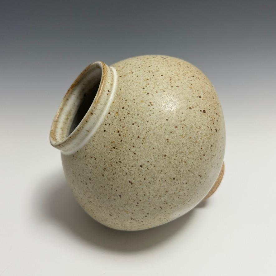 American Matte White Speckled Ceramic Moon Jar by Jason Fox For Sale