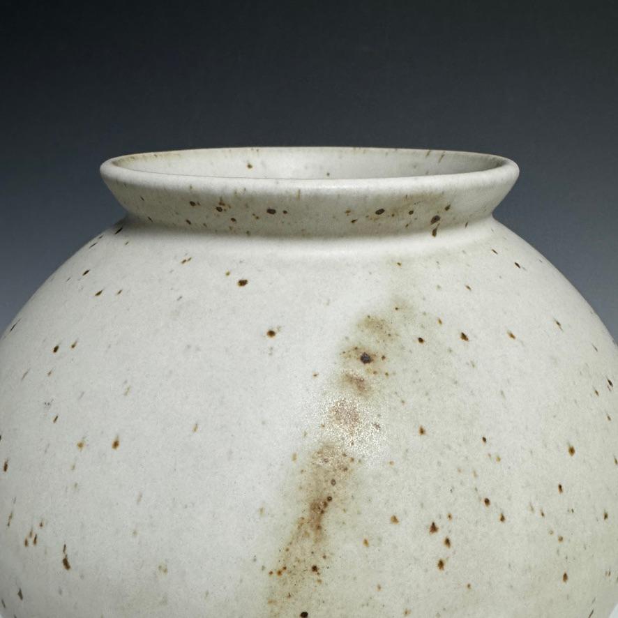 Hand-Crafted Matte White Speckled Ceramic Moon Jar by Jason Fox For Sale
