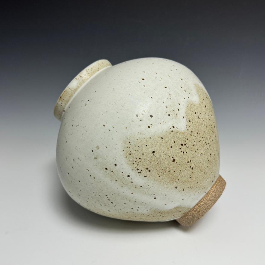 Contemporary Matte White Speckled Ceramic Moon Jar by Jason Fox For Sale
