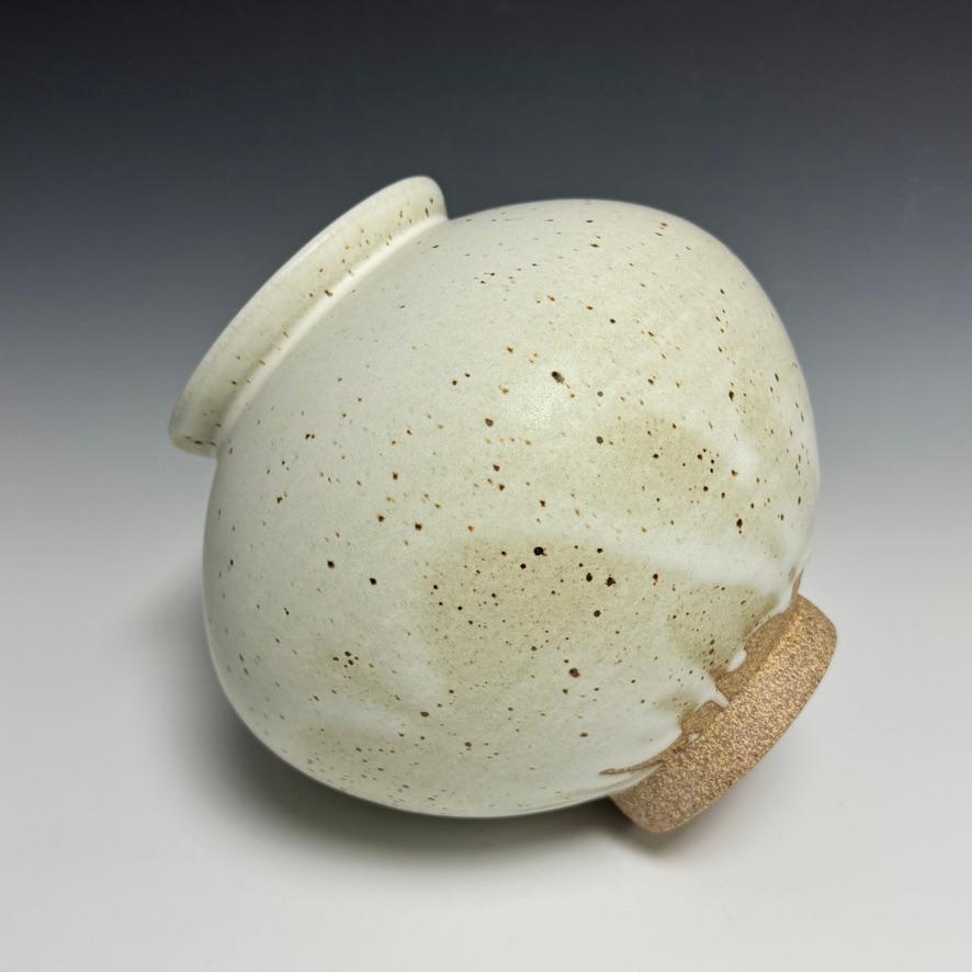 Contemporary Matte White Speckled Ceramic Moon Jar by Jason Fox For Sale