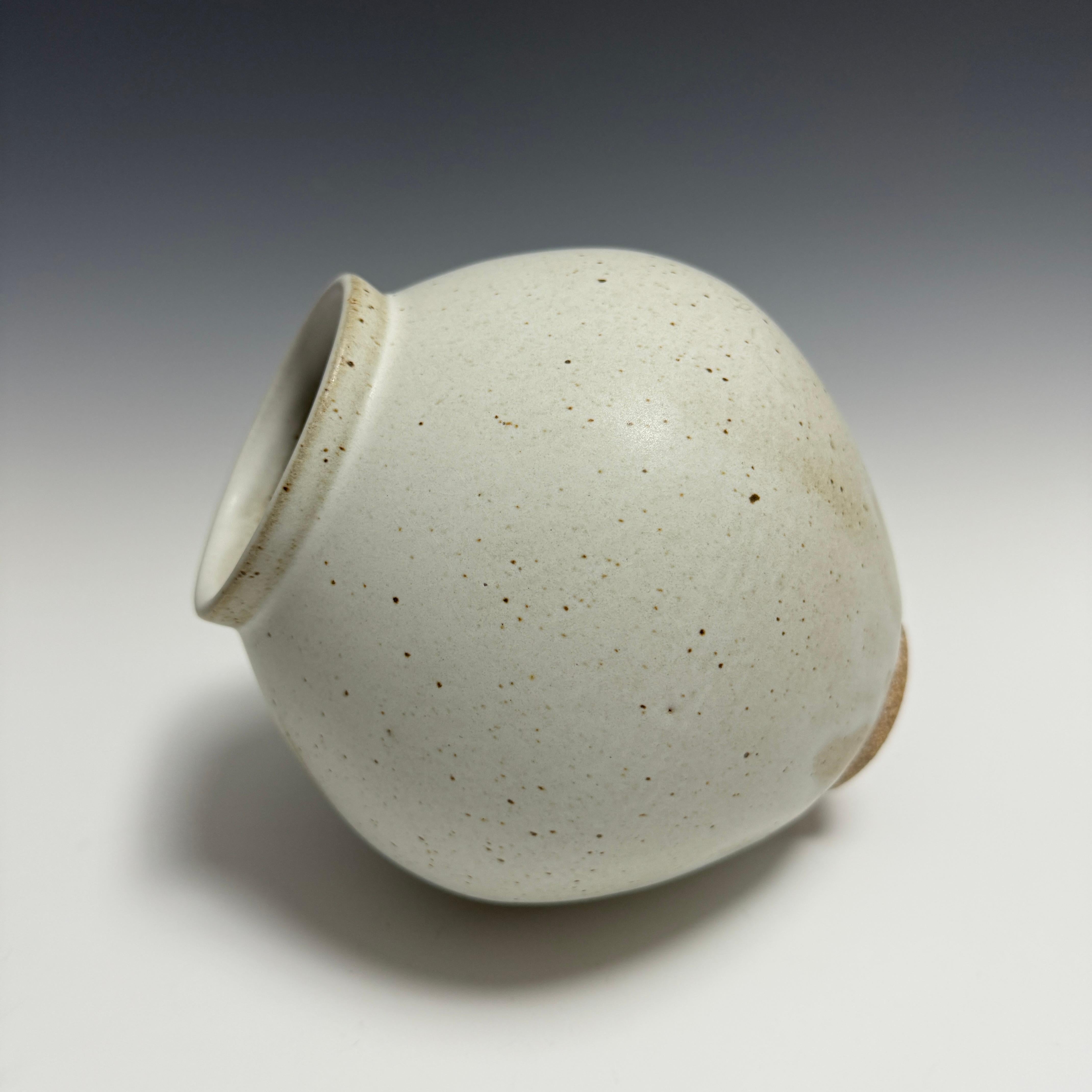 Contemporary Matte White Speckled Ceramic Moon Jar by Jason Fox For Sale