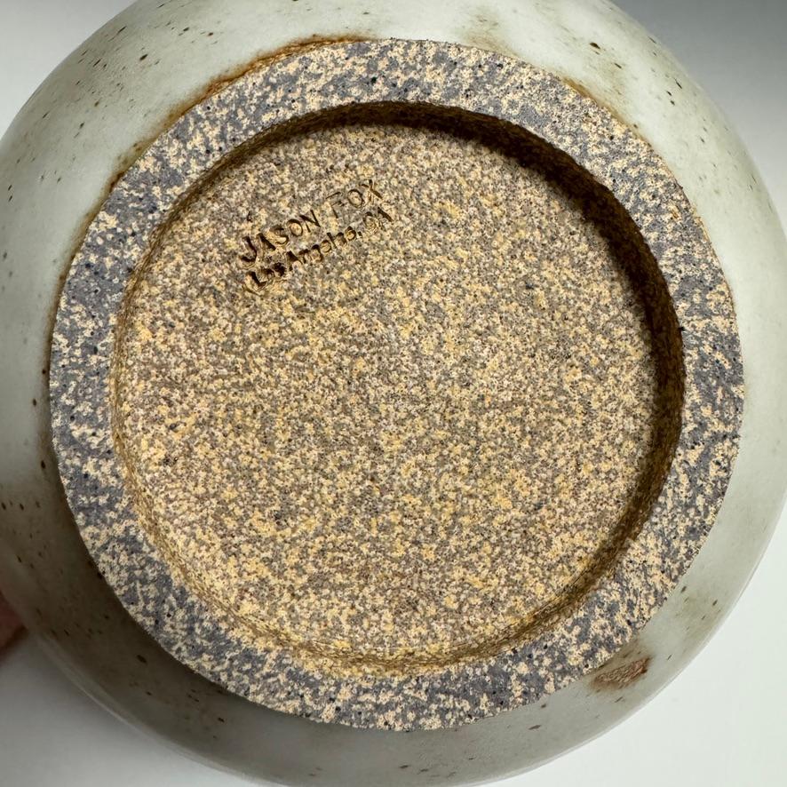 Matte White Speckled Ceramic Moon Jar by Jason Fox For Sale 1