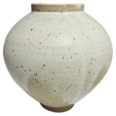 Matte White Speckled Ceramic Moon Jar by Jason Fox