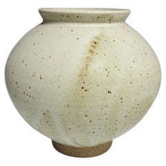 Matte White Speckled Ceramic Moon Jar by Jason Fox