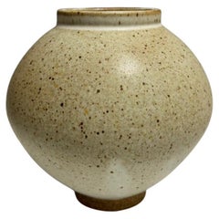 Matte White Speckled Ceramic Moon Jar by Jason Fox