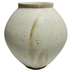 Matte White Speckled Ceramic Moon Jar by Jason Fox