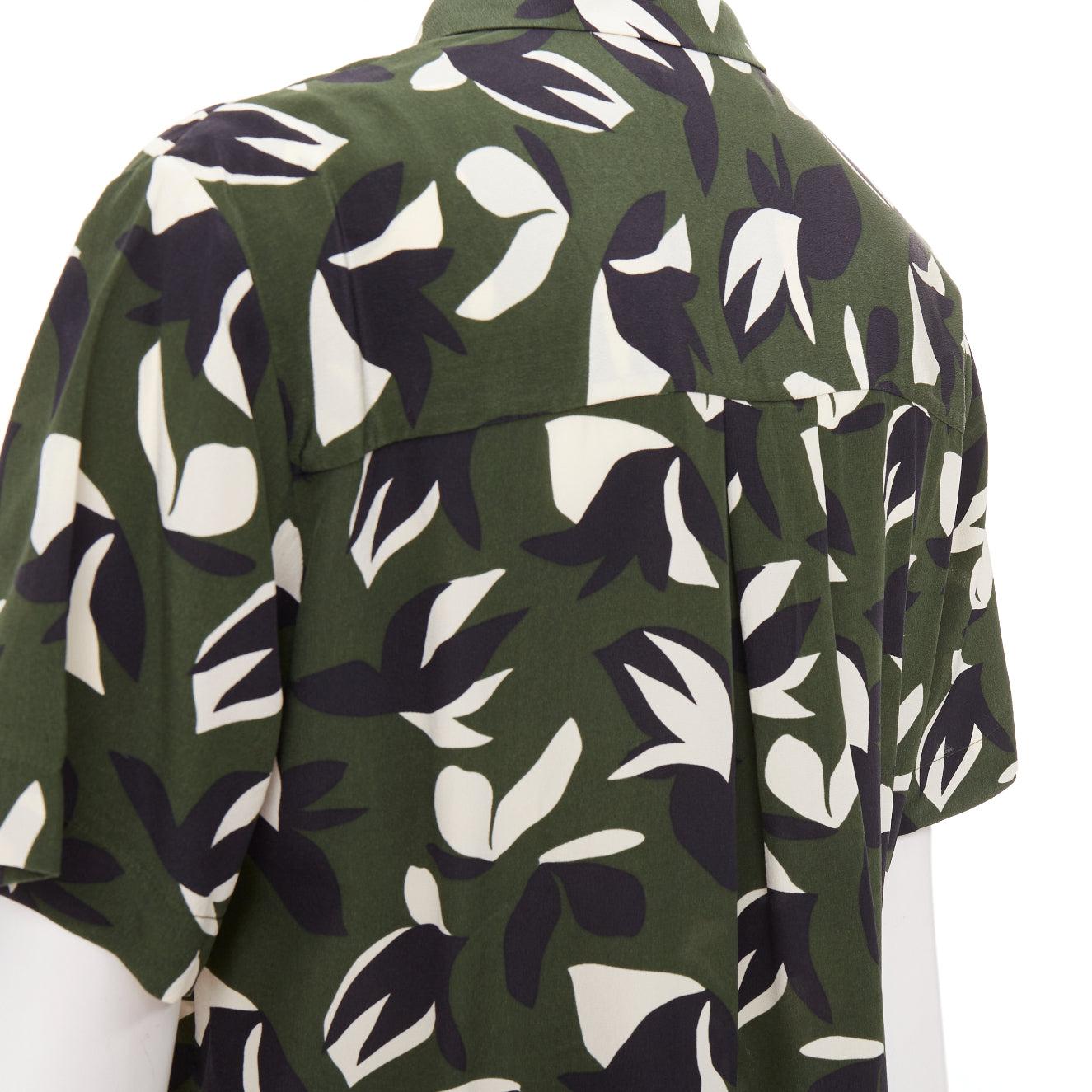 MATTEAU  100% silk  green black geometric print shirt pant set UK6 XS For Sale 4