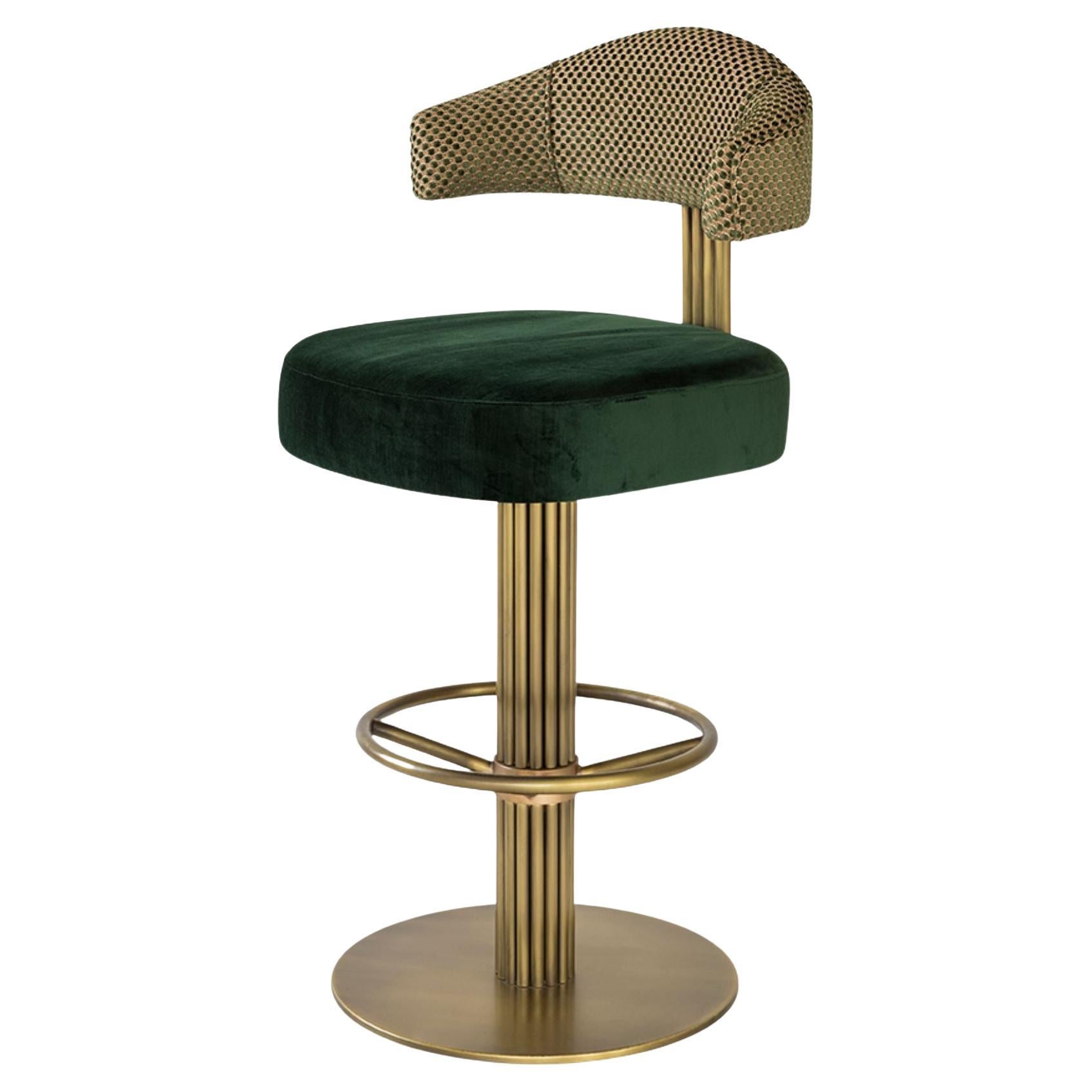 Mattea Bar Stool, Handcrafted Brass , Modern Design