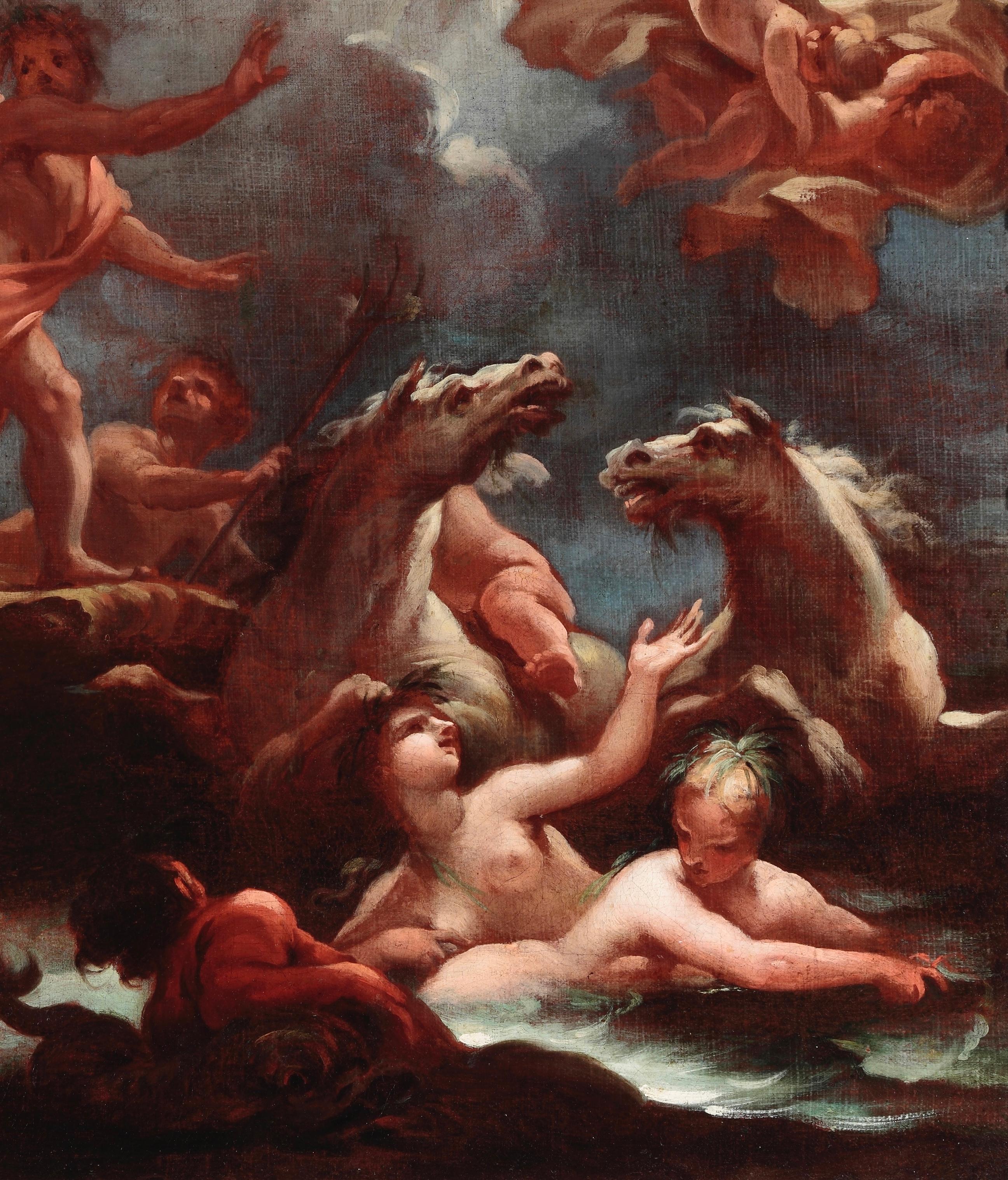 17th-18th Century By Matteo Bonechi Marine Triumph Oil on Canvas For Sale 3
