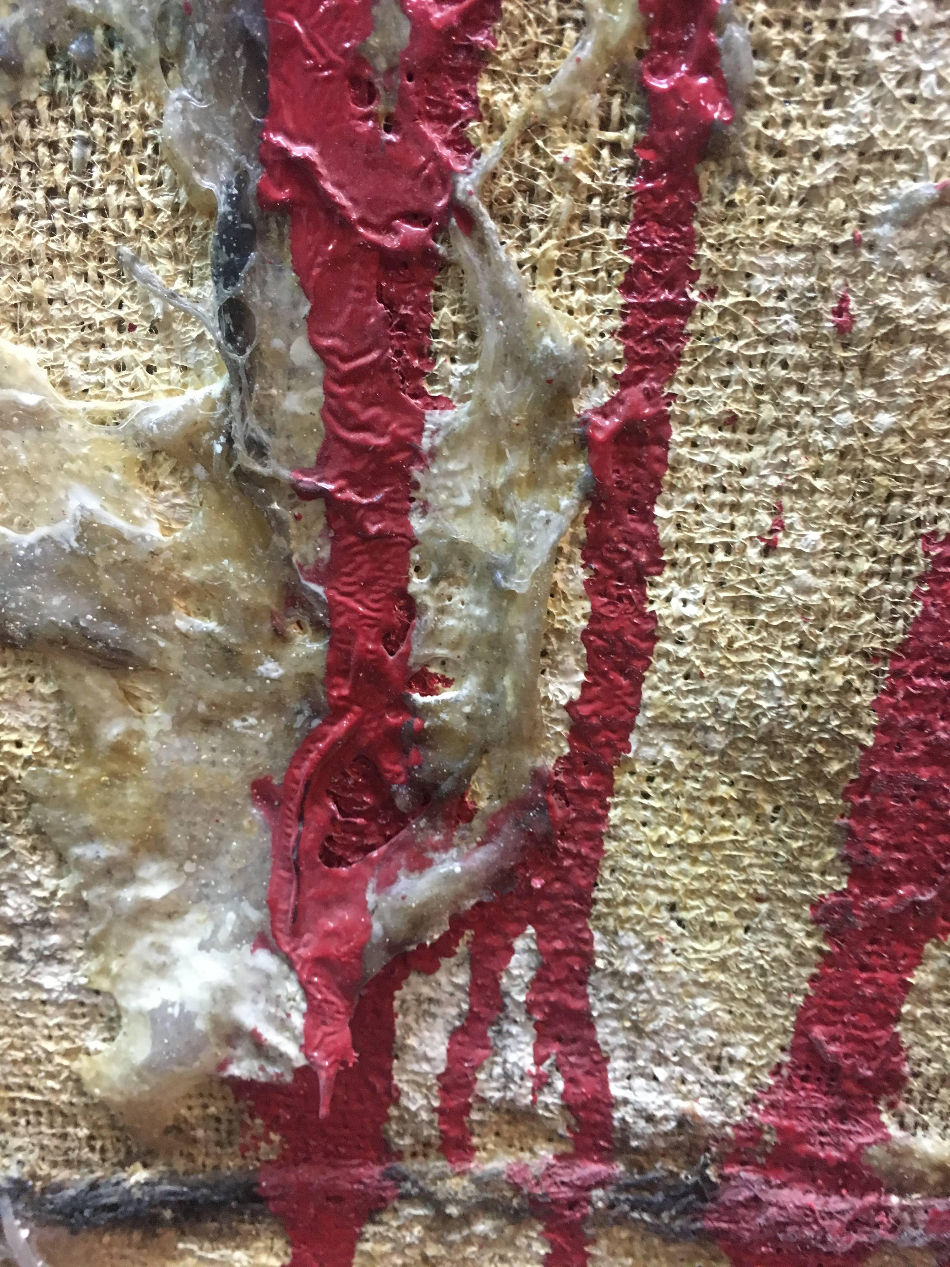 Bultrini Red and Black  Golden   abstract mixed media acrylic. Vertical - Abstract Painting by MATTEO BULTRINI