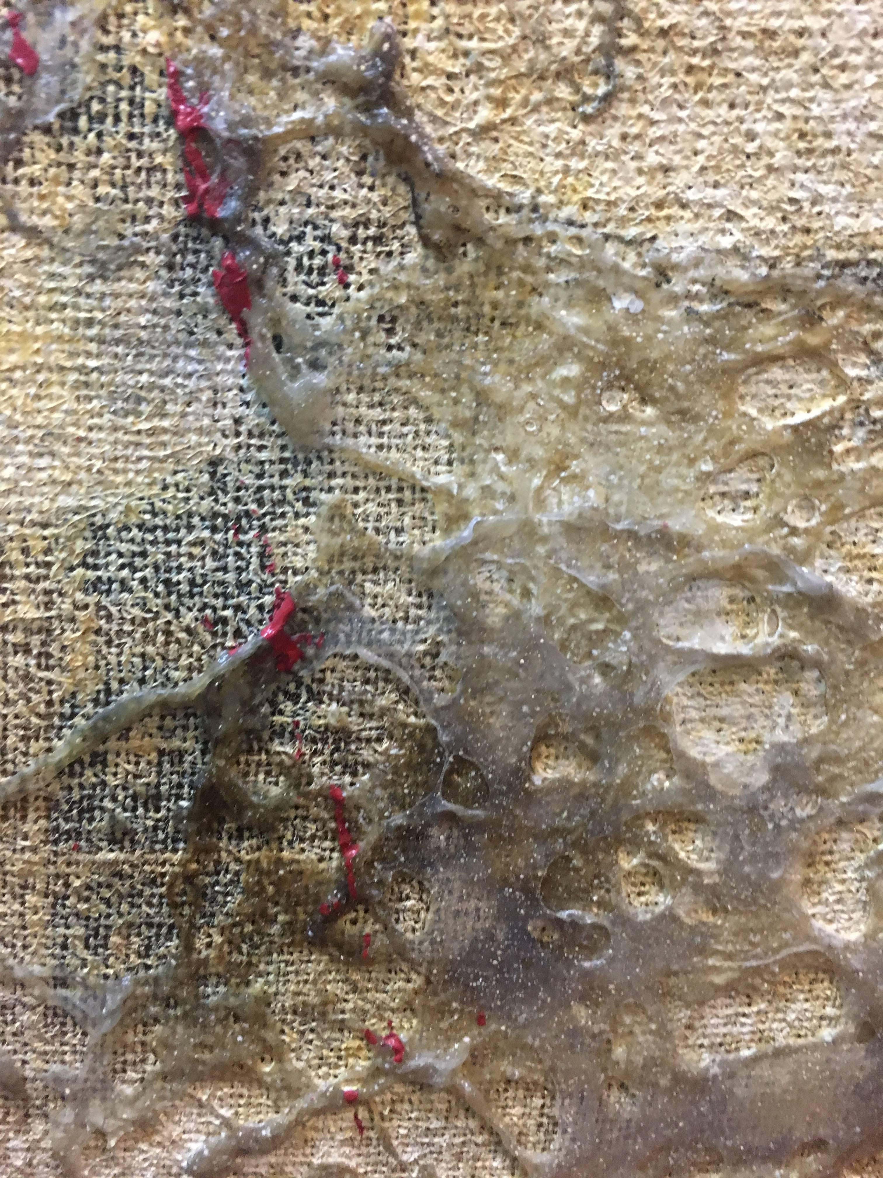 Bultrini Red and Black  Golden   abstract mixed media acrylic. Vertical - Brown Abstract Painting by MATTEO BULTRINI