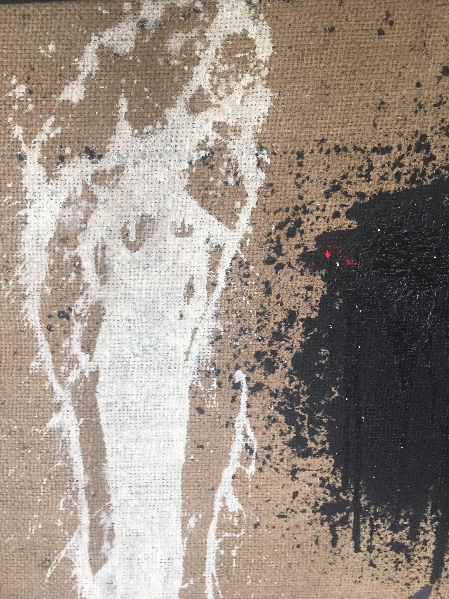 Bultrini 25  Rosso verticale  Ocra  tecnica mista contemporanea originale - Painting di MATTEO BULTRINI