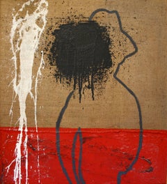  Bultrini   Vertical Red  Ocher  original contemporary mixed media 