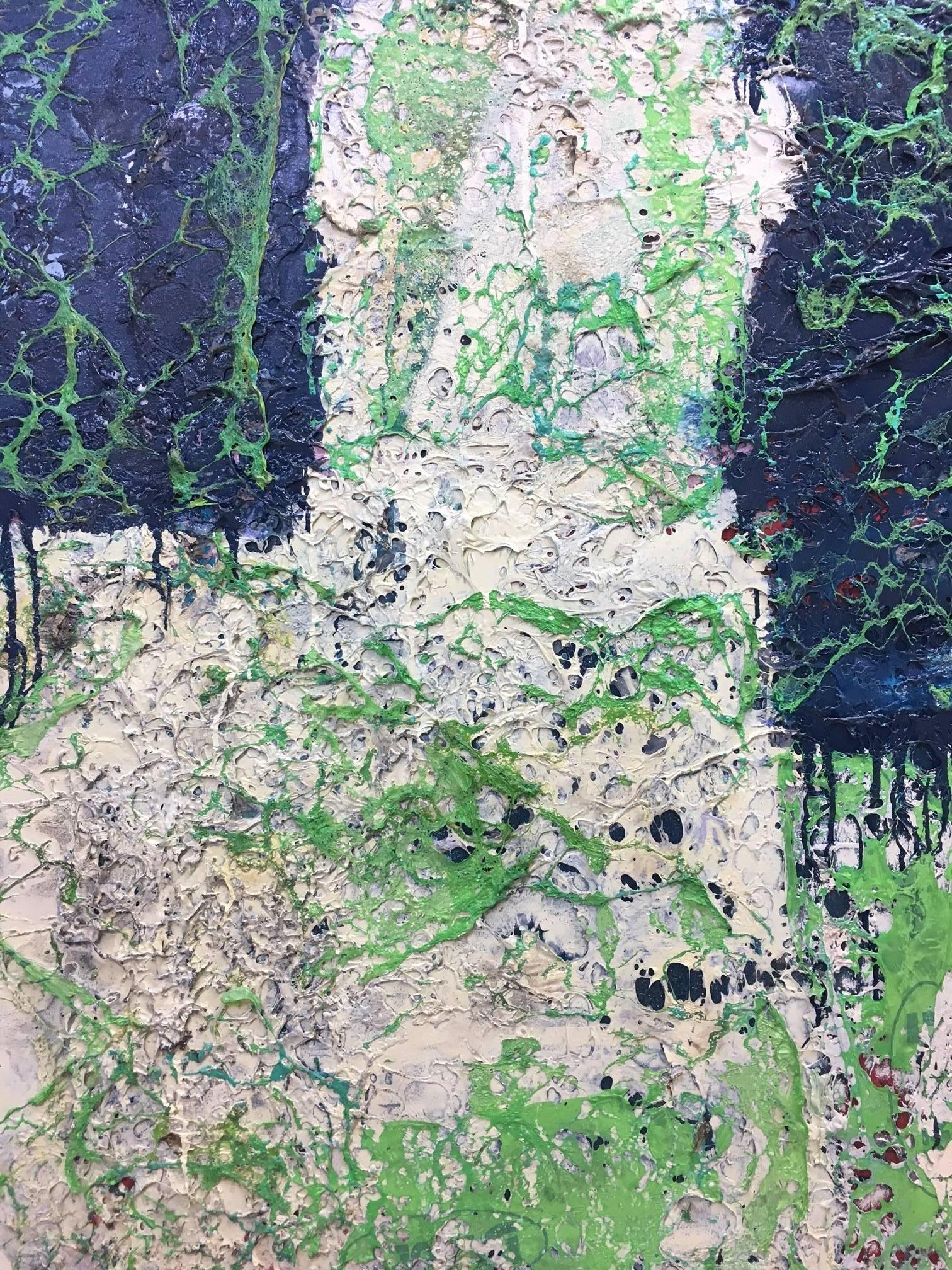  Matteo Bultrini 14 Green and Blue  abstract mixed media acrylic painting - Abstract Painting by MATTEO BULTRINI