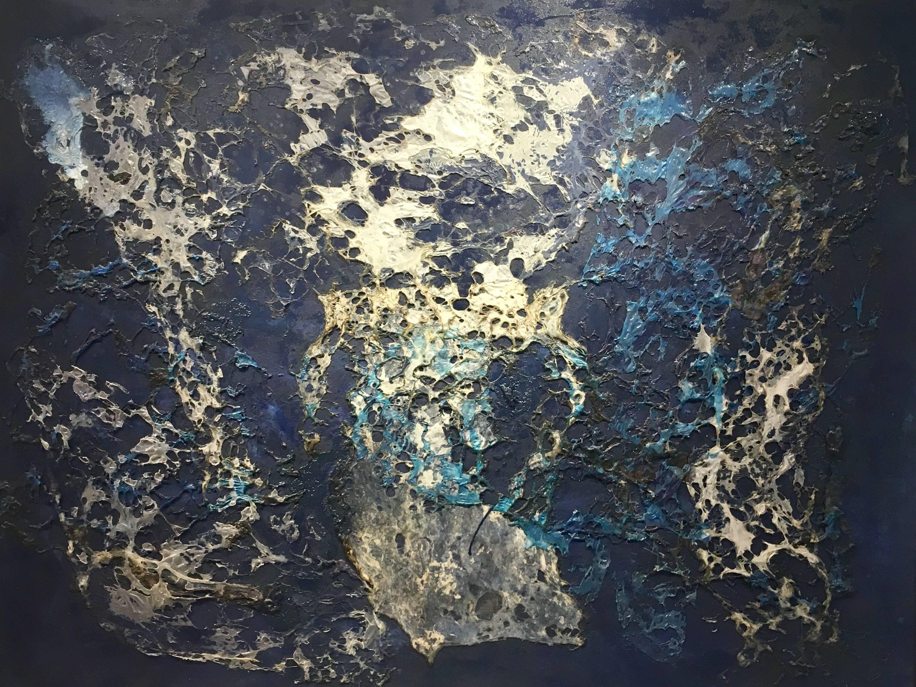 MATTEO BULTRINI Abstract Painting - M. Bultrini Blue Big collage "GRAND BLUE"2006 original abstract